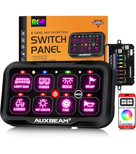 Amazon.co.jp: Auxbeam スイッチパネル AR-800 Bluetooth 8ギャング